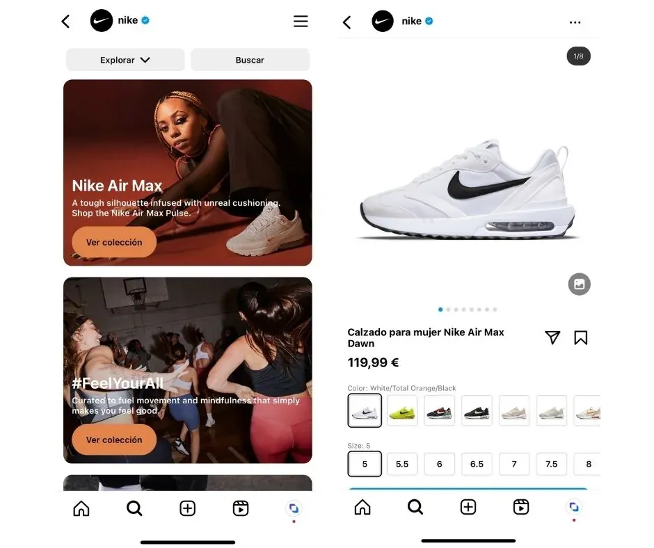 Tienda de instagram de Nike