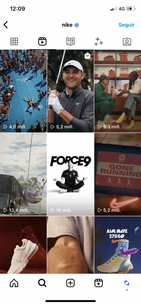 Feed de instagram de Nike